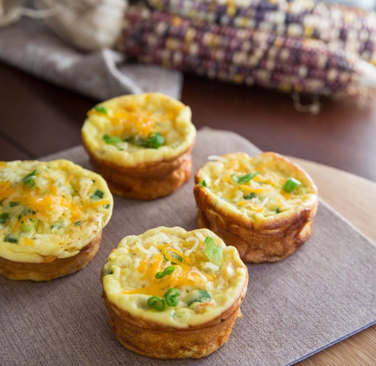 Mini Cheese Quiches with Corn & Chives